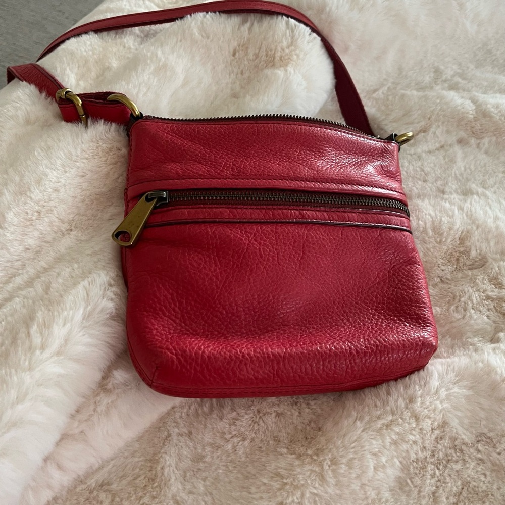 Fossil Coral Leather Crossbody Bag